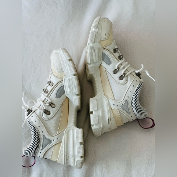 GUCCI Flashtrek Mesh Calfskin Suede Women’s Flashtrek Chunky Sneakers Size 38 - Picture 5 of 13